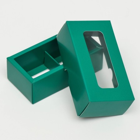 Folding box for 2 sweets, 10.5 x 5.5 x 3.5 cm, emerald-3
