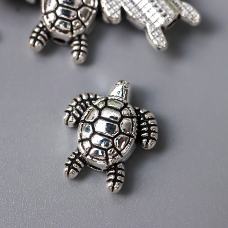 Decor for creativity Metal "Turtle" silver 1.3x1.2 cm