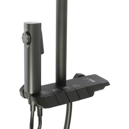 The shower system Zein Z3683, the upper and hand watering can, PVC hose, hygienic set, graphite-11