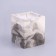 Candle "Square" in a candlestick of gypsum, 5x6cm, marble with black stripes
