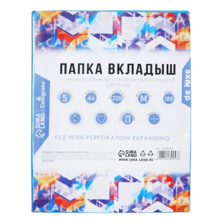 A4, 180 μm, calligrata top, PVC, with extension, matte, vertical, 5 pieces, blue-2