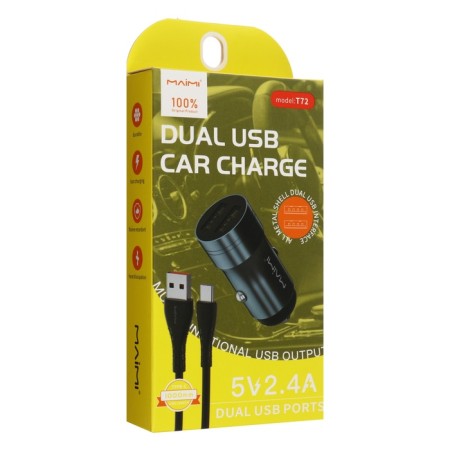 Automobile charger MAIMI T72, 2 USB, 2.4 A, Type-C cable, black-8