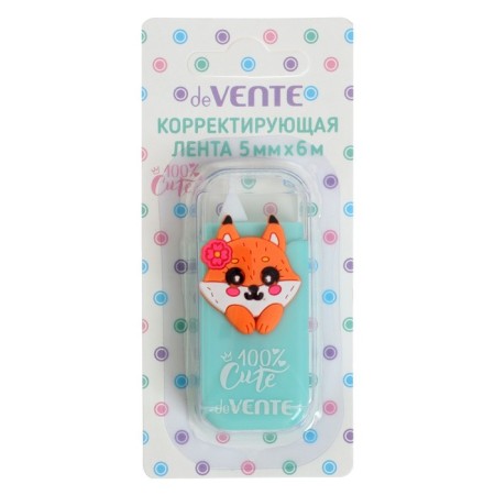 Correcting tape 5 mm x 6 m, DEVENTE 100% Cute. FOX Front applicator, in a blister