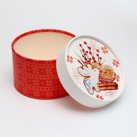 New Year. Box Gift Round New Year's "New Year hotel" 13x13x8.5cm.-2