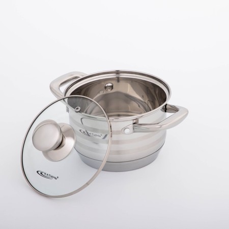 Elis pan, 1.8 l, d = 16 cm, glass cover, capsule bottom, chrome color-1