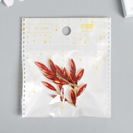 Decor for creativity Metal "Victor with leaves" red 3.6x1.5 cm-4