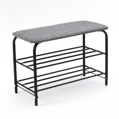 LAKSI shoe stand, 640x310x460, black matte/linen gray