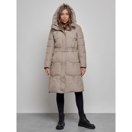 Coat insulated winter female, size 48, color light brown-4