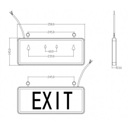 Emergency lamp ERA SSA-101-1-20 Exit, SSA-1, 358x145x23 mm, IP20, LED, 3W, 40LM, Silver Color-4