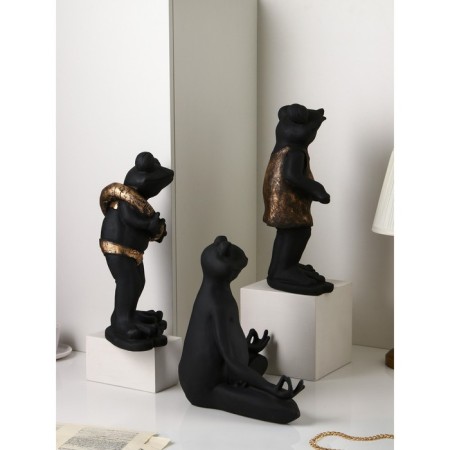 Set of figures "Frog", Polystone, 38 cm, black-gold color-3