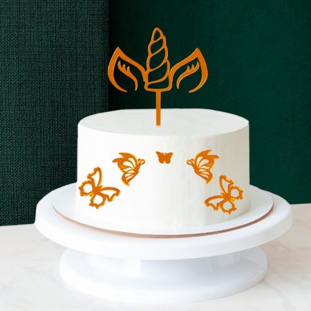 Jewelry for the Cake "Unicorn", with butterflies, color gold