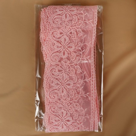 Lace on a grid, 110 mm × 11 ± 1 m, pale pink color-2