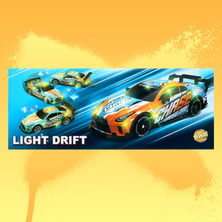 Radio -controlled "Drift" machine, interchangeable wheels, lighting effects, operates from the battery-14