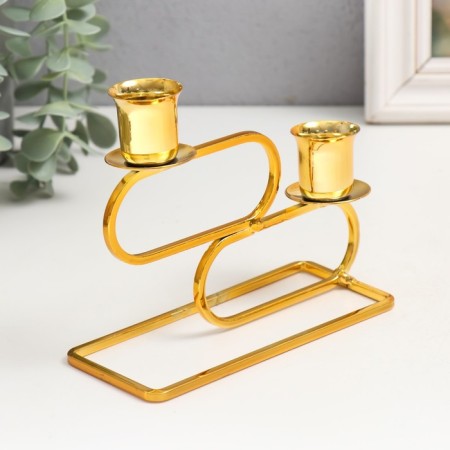 Summary Metal for 2 candles "ovals" d = 2.3 cm gold 6x15x11 cm-2