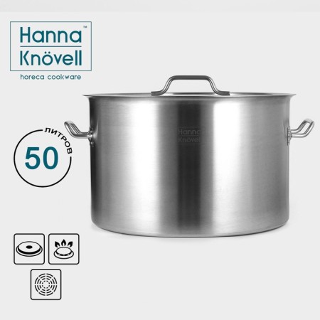 Hanna Knovell stainless steel pan with a lid, 47 l, d = 45 cm, h = 28 cm, wall thickness 1 mm