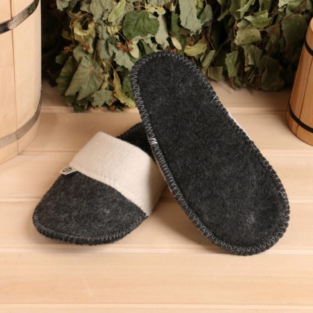 Slips for a bathhouse gray with a lapel (26 cm inside insole)-1