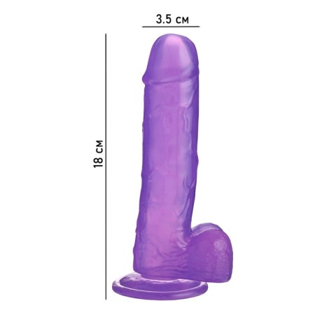 Falloimitator Oka-Khpoki, realistic, on suction cup, gel, 18 x 3.5 cm, purple-5