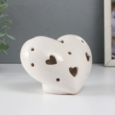 Souvenir Ceramics Light "Heart" White 12.3x9x8.6 cm-3