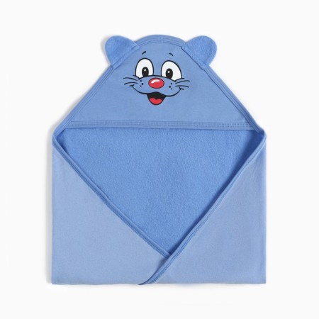 Children's towel, corner, terry, size 90x105 cm, blue color