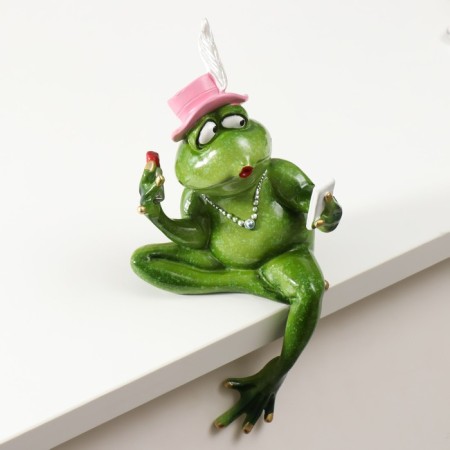 Souvenir Polystone varnish on the shelf "Frog - Fashionista" 21x10x6.5 cm-1