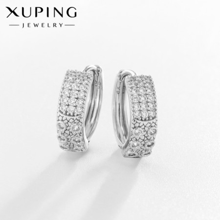 Cooping Earrings Creation, white color in silver, d = 1.5 cm