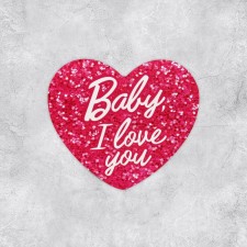 Baby Valentine postcard, sparkles, 7 x 6 cm