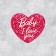 Baby Valentine postcard, sparkles, 7 x 6 cm