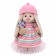 Soft toy "Bunny Mi" in a striped dress with a candy, 25 cm