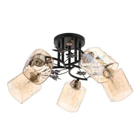Economic Service Chandelier 00101/5 5x60W E27, black/amber, 56x56x28 cm