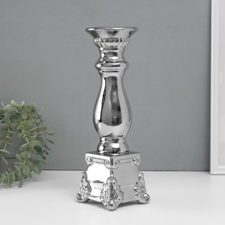 Ceramics candlestick per 1 candle "Nuovo" d = 1.5 cm silver 10x10x31.5 cm-1