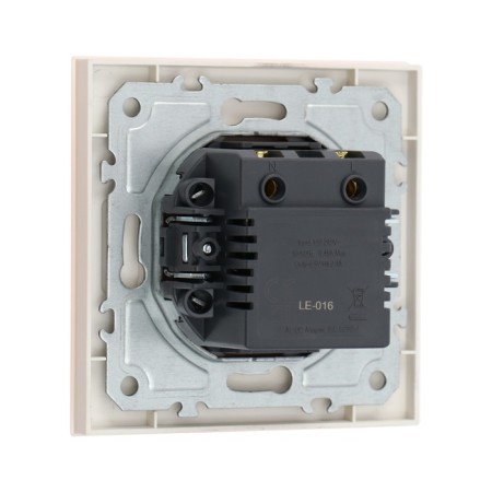 Socket with USB-A + usb-C connectors, 2.1 A, 5V, TOT MATTE GLASS, hidden, glass, beige-3