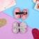 Hair clip "Bow" strip in polka dots, 5.5 cm, gray and pink