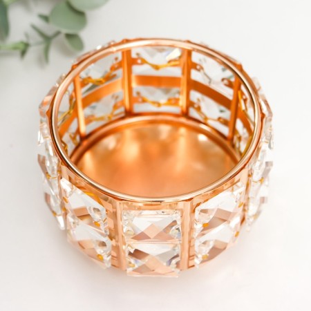 Summary Metal for 1 candle "Crystals" Circle gold 6.5x9x9 cm-3