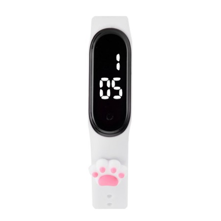 Watch washing electronic "paw", silicone strap, white