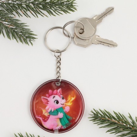A keychain with a “Cozy New Year” flashlight, 5 x 5 cm-5
