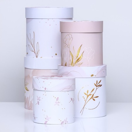 Set of round boxes 5 in 1 "delicate image", 20 x 20 -14 x 14 cm-1