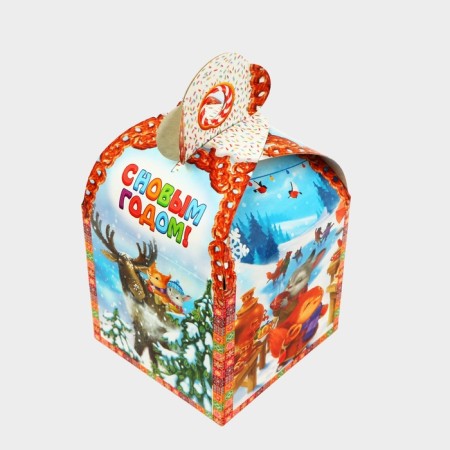 New Year. Gift box New Year's cube "New Year traditions" 12 x 12 x 17 cm.-2