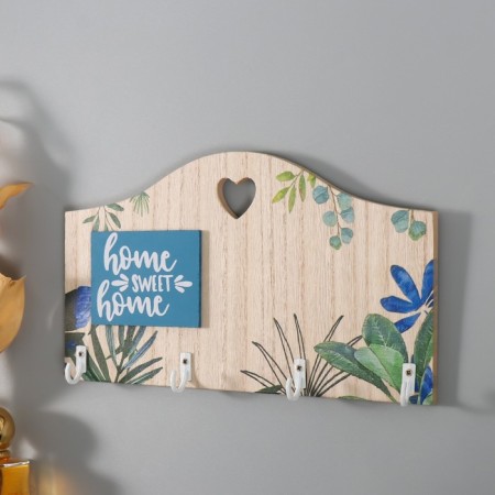 Hooks decorative wood "House, dear house. Plants" 24x13.5 cm-1