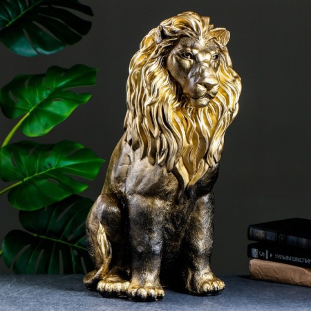 Figure "Lion sitting" black gold, 40x25x55cm