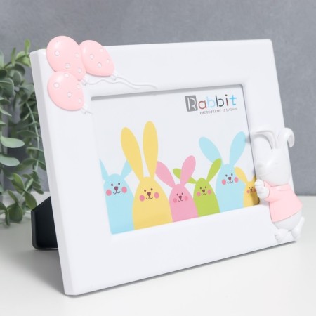 Photo frame plastic 12x17 cm "Bunny with balls" white 24x19 cm-1