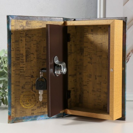 Safe-book wood, leatherette "Sun" volumetric embossing 21x13x5 cm-2