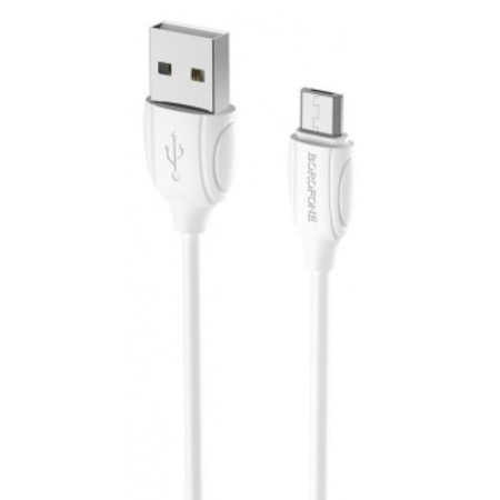 Cable Borofone BX19, MicroUSB - USB, 2.4 A, 1 m, white-1