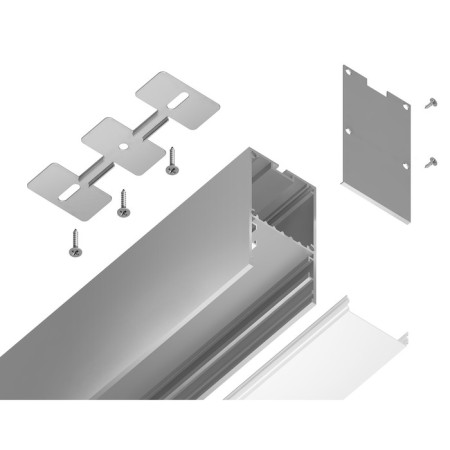 Profile aluminum patch/suspended Ambrella Illumination Profile System, GP3000AL, 2000x67x35 mm, silver color, matte dial-2