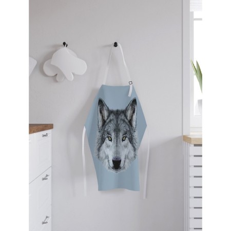 Apron kitchen with a “wolf look” photo print, adjustable, size OS-1