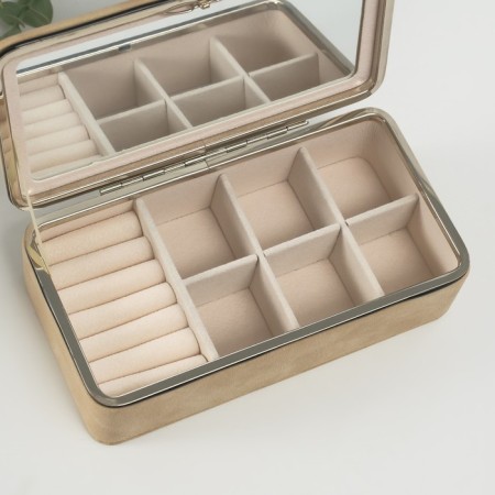 Casket leatherette for jewelry "velvet skin" sandy 10x18x6 cm-2