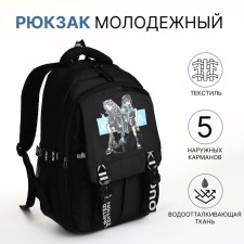 Youth backpack from lightning textiles, 5 pockets, black color