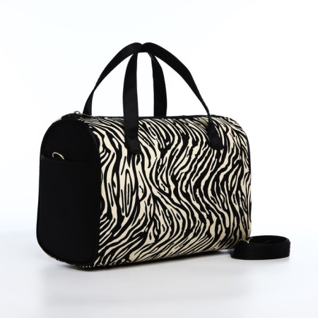 Cosmetic bag with lightning, black/beige color