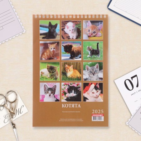 Calendar on a spring without a Rigel "kittens" 2025, 17 x 25 cm-2