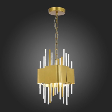 Suspended chandelier ST LUCE. SL1633.203.04. Olvera. 4x40 watts, E14, 20x20x37 cm, matte gold color-1