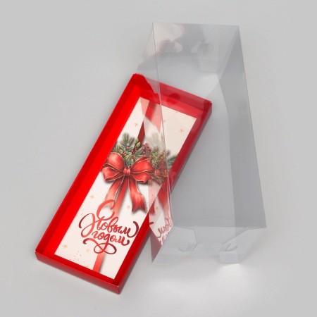 Box with a transparent lid for roll "Happy New Year", 30 x 12 x 12-3